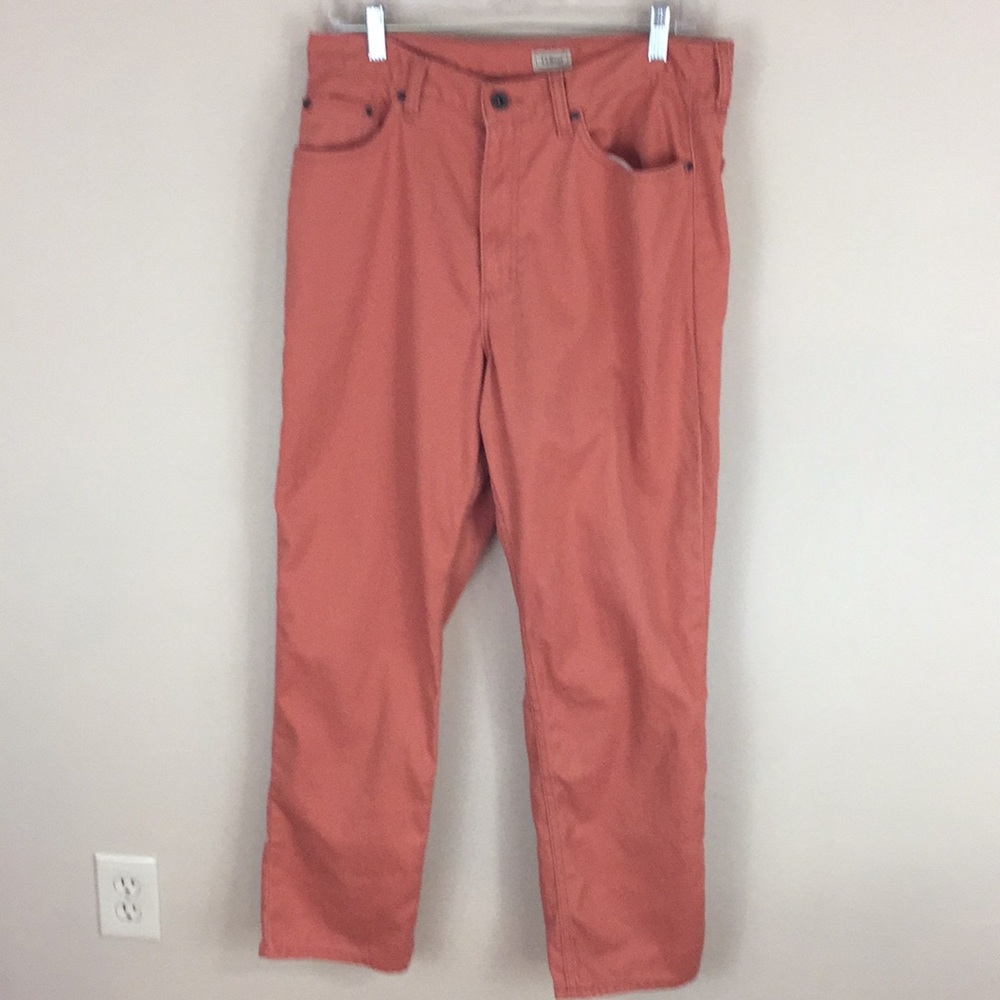 LL Bean Dusty Orange Cotton Straight Leg Pants Jeans Size 14R